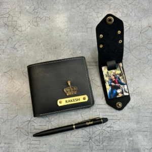 Personalized Vegan Leather Wallet, Card Holder & Photo Keychain Gift Set personalized gift product photo