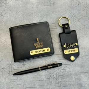 Personalized Vegan Leather Wallet, Card Holder & Photo Keychain Gift Set personalized gift product photo