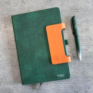 Eco-Friendly A5 Jute Texture Notebook with Magnetic Flap Lock - 185 Ruled Pages personalized gift product photo