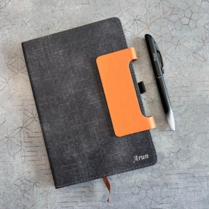 Eco-Friendly A5 Jute Texture Notebook with Magnetic Flap Lock - 185 Ruled Pages personalized gift product photo