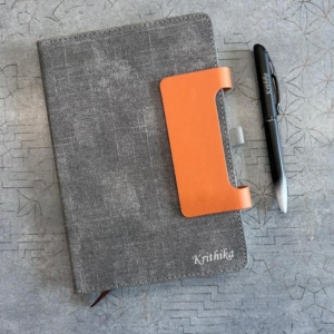 Eco-Friendly A5 Jute Texture Notebook with Magnetic Flap Lock - 185 Ruled Pages personalized gift product photo