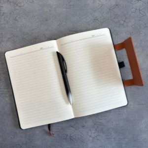 Eco-Friendly A5 Jute Texture Notebook with Magnetic Flap Lock - 185 Ruled Pages personalized gift product photo