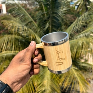 Personalized Eco-Friendly Bamboo & Steel Travel Mug (300 ML) personalized gift product photo