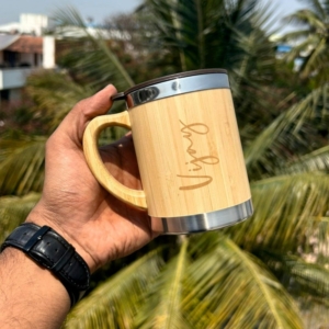 Personalized Eco-Friendly Bamboo & Steel Travel Mug (300 ML) personalized gift product photo