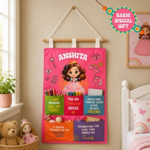 Personalized Kids Wall Organiser 17x24 Inch | Best Gift for Brother, Sister & Kids on Rakhi, Birthday personalized gift product photo
