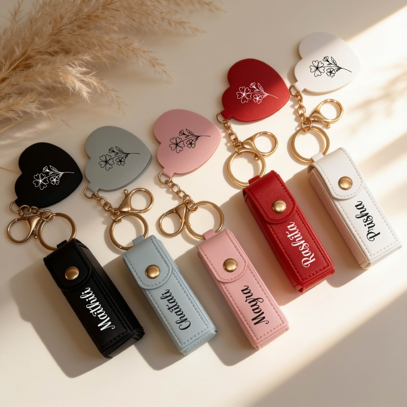 Personalized Name Lipstick Holder Keychain with Mirror | Best Gift for Her, Friend & Birthday, Valentine's Day - Personalized Gift Product Photo Personalized Name Lipstick Holder Keychain with Mirror | Best Gift for Her, Friend & Birthday, Valentine's Day personalized gift product photo