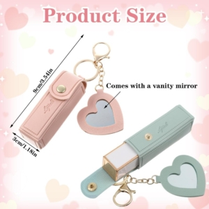 Personalized Name Lipstick Holder Keychain with Mirror | Best Gift for Her, Friend & Birthday, Valentine's Day personalized gift product photo