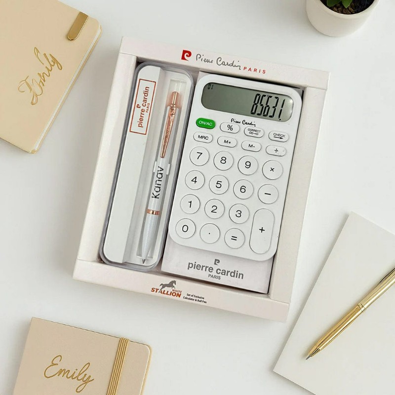 Personalized Pierre Cardin Pen & Calculator Combo with Custom Name | Best Gift for Professionals, Him & Her on Birthday & Corporate Events - Personalized Gift Product Photo Personalized Pierre Cardin Pen & Calculator Combo with Custom Name | Best Gift for Professionals, Him & Her on Birthday & Corporate Events personalized gift product photo
