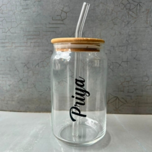 Personalized Borosilicate Glass Straw Tumbler 500 ML | Best Gift for Friends, Colleagues & Birthday, Anniversary personalized gift product photo