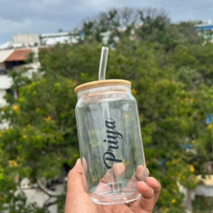 Personalized Borosilicate Glass Straw Tumbler 500 ML | Best Gift for Friends, Colleagues & Birthday, Anniversary personalized gift product photo