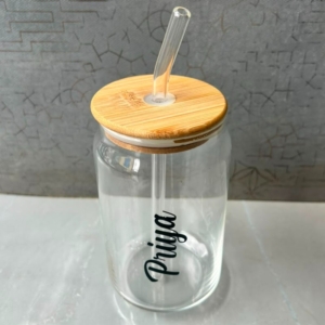 Personalized Borosilicate Glass Straw Tumbler 500 ML | Best Gift for Friends, Colleagues & Birthday, Anniversary personalized gift product photo