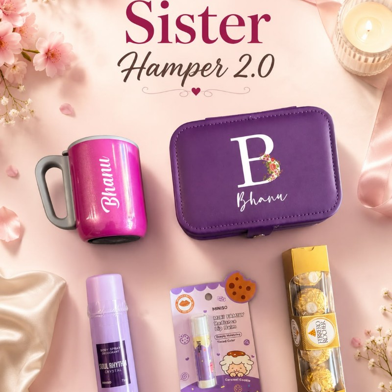 Personalized Sister Gift Hamper 2.0 | Best Gift for Sister on Birthday, Rakhi & Anniversary - Personalized Gift Product Photo Personalized Sister Gift Hamper 2.0 | Best Gift for Sister on Birthday, Rakhi & Anniversary personalized gift product photo