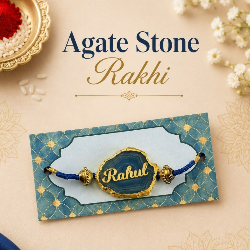 Personalized Agate Stone Rakhi | Best Gift for Brother, Sister & Rakshabandhan - Personalized Gift Product Photo Personalized Agate Stone Rakhi | Best Gift for Brother, Sister & Rakshabandhan personalized gift product photo