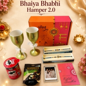 Personalized Rakhi Hamper for Bhaiya Bhabhi | Custom Wine Glasses & Photo Magnet | Rakshabandhan Gift personalized gift product photo