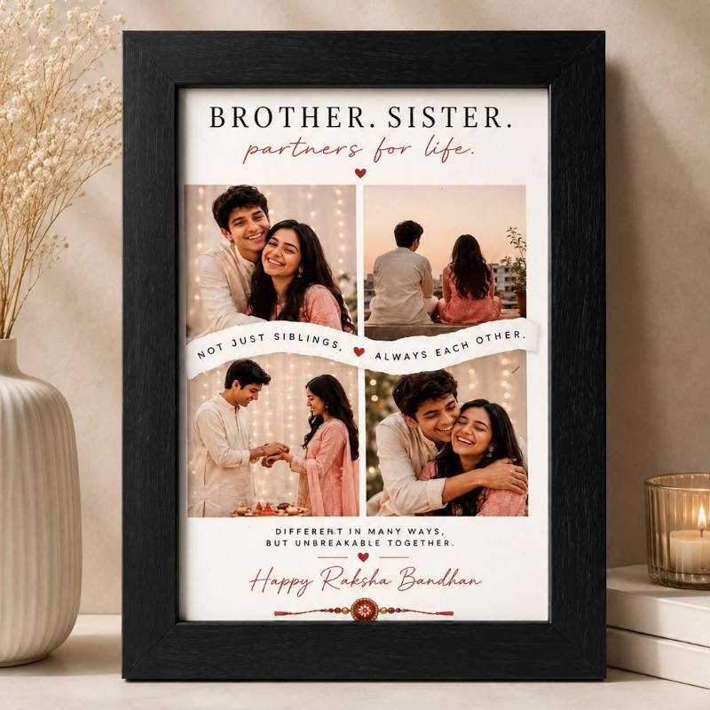 Personalized Brother Sister Photo Frame A4 | Best Gift for Brother, Sister on Birthday & Rakhi - Personalized Gift Product Photo Personalized Brother Sister Photo Frame A4 | Best Gift for Brother, Sister on Birthday & Rakhi personalized gift product photo