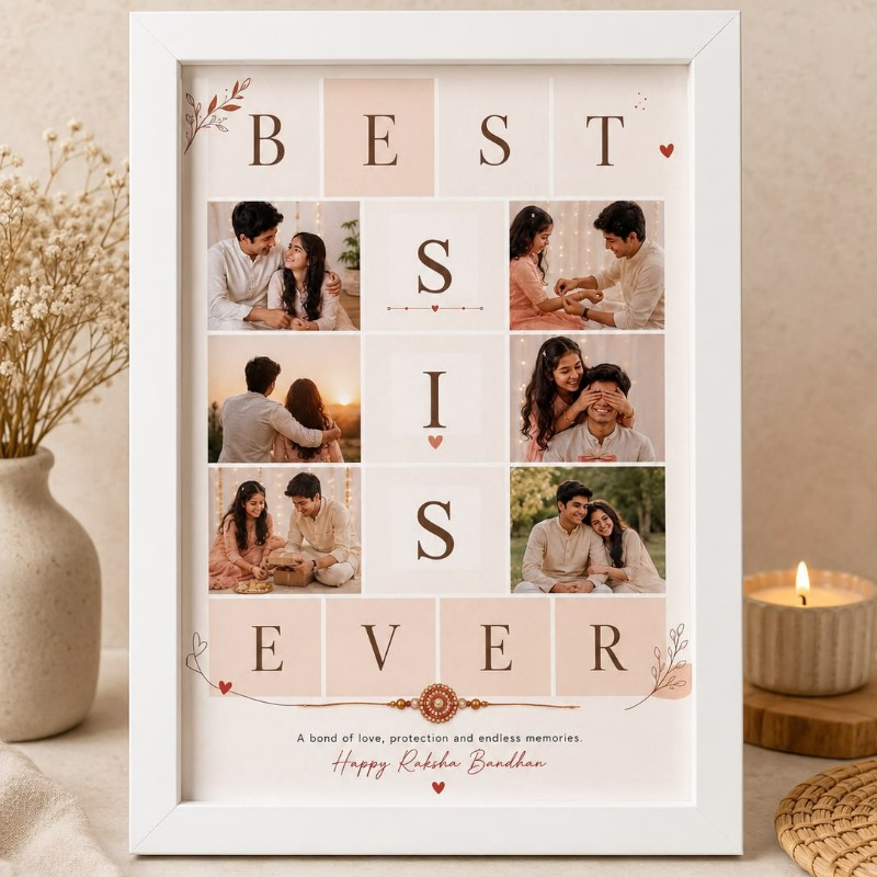 Personalized Photo Frame for Brother & Sister (A4 Size) | Best Gift for Siblings on Rakhi & Birthday - Personalized Gift Product Photo Personalized Photo Frame for Brother & Sister (A4 Size) | Best Gift for Siblings on Rakhi & Birthday personalized gift product photo
