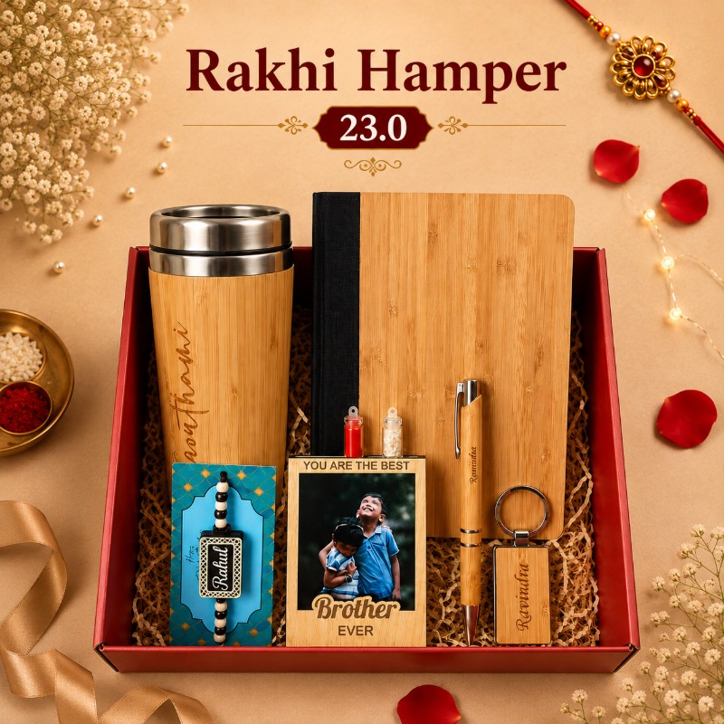 Personalized Custom Name Bamboo Rakhi Hamper | Best Gift for Brother, Sister on Raksha Bandhan - Personalized Gift Product Photo Personalized Custom Name Bamboo Rakhi Hamper | Best Gift for Brother, Sister on Raksha Bandhan personalized gift product photo