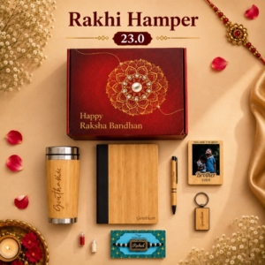 Personalized Custom Name Bamboo Rakhi Hamper | Best Gift for Brother, Sister on Raksha Bandhan personalized gift product photo