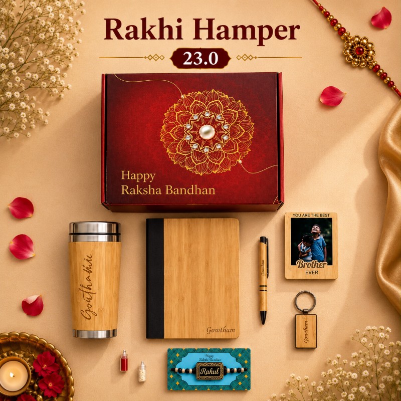 Personalized Custom Name Bamboo Rakhi Hamper | Best Gift for Brother, Sister on Raksha Bandhan – Personalized Gift Product Photo Personalized Custom Name Bamboo Rakhi Hamper | Best Gift for Brother, Sister on Raksha Bandhan personalized gift product photo