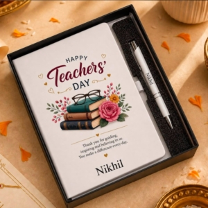 Personalized A5 Band Diary & Pen Combo | Best Gift for Teachers, Him & Her on Teacher's Day & Appreciation personalized gift product photo