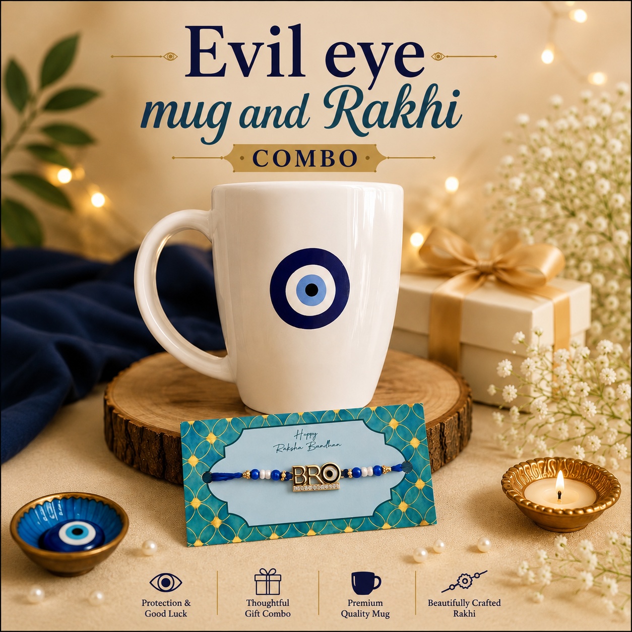evil eye rakhi and mug