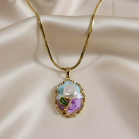 Baroque Style Tulip Pearl Pendant Necklace - 18K Gold Plated Snake Chain - Anti Tarnish Jewellery