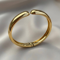 Chunky Gold Torque Bangle - Sculptural Open Cuff Jewellery