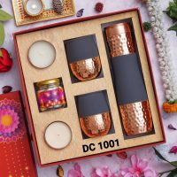 Diwali Gift Hamper - Copper Bottle And Glass - Dry Fruit Diwali Hamper