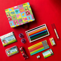 This Product vibrant and engaging kids' stationary kit, designed to inspire creativity and make learning a joyful experience. This all-in-one kit includes a delightful assortment of essential stationary items specially curated for young minds.