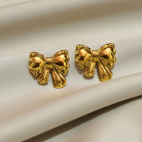 Minimalist Gold Bow Earrings-Everyday Feminine Jewellery