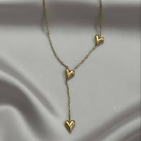 Minimalist Heart Station Chain - Gold Puffy Heart Station Y-Necklace