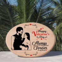 Personalized Oval Wooden Engraved Table Top For Valentines Day - Valentine Day Gift For Him - Valentine Gift For Her
