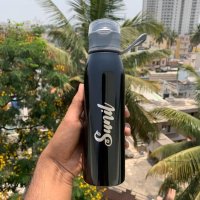 Personalized Stainless Steel Bottle - 600 ML - Name Bottle - Customized Bottle - Black