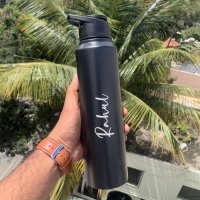 Personalized Steel Bottle - 1L - Name Bottle - 1 Liter Bottle - Customized Bottle - Black