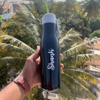 Premium Personalized Flask With Name - Hot And Cold Bottle - Name Bottle - Black