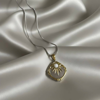 Two-Tone Celestial Sunburst Pendant - Vintage-Inspired Statement Necklace