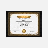 Greatest Brother Certificate - Gift For Borther - Raksha Bandhan Gift