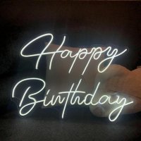 Happy Birthday Neon Sign - Neon Sign Board - Neon Sign - White