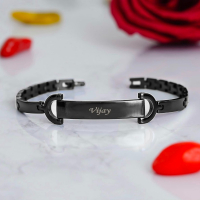 Personalized Engraved Metal Bracelet – Custom Name ID Bracelet for Him & Her (Black, Rose Gold, Gold) personalized gift product photo