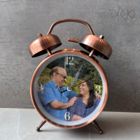 Custom Photo Metal Alarm Clock with LED Light - Personalized Gift personalized gift product photo
