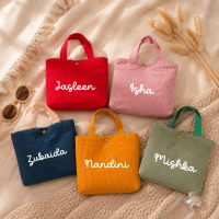 Personalized Corduroy Tote Bag with Custom Name | Best Gift for Her, Bridesmaid & Birthday personalized gift product photo