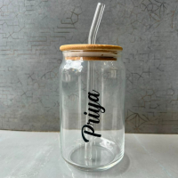 Personalized Borosilicate Glass Straw Tumbler 500 ML | Best Gift for Friends, Colleagues & Birthday, Anniversary personalized gift product photo