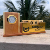 Personalized Wooden Penstand with Clock & Calendar | Best Gift for Teachers, Boss & Professionals on Birthday & Teacher's Day personalized gift product photo